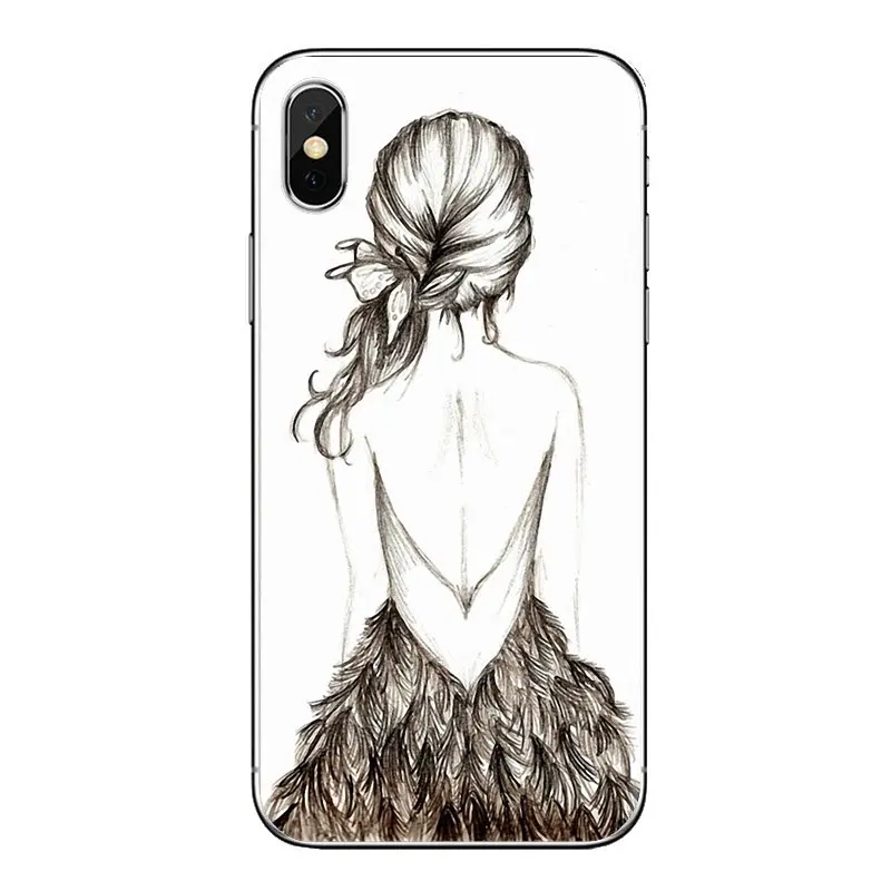 Fashionable Dress Shopping Girl Transparent TPU Skin Cover For iPod Touch Apple iPhone 4 4S 5 5S SE 5C 6 6S 7 8 X XR XS Plus MAX |