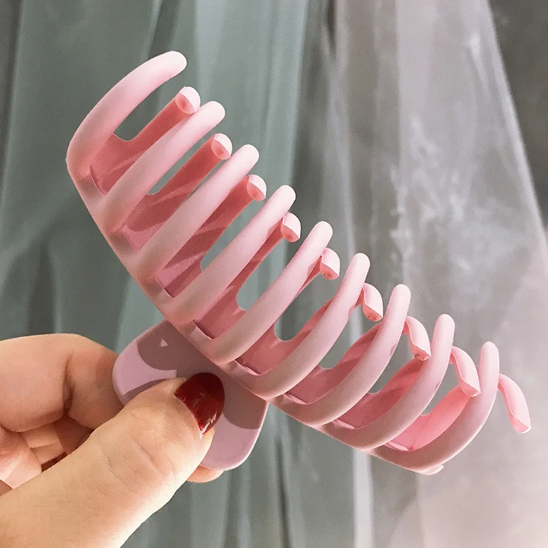 D-Pink-4 Новинка, заколка-коготь для женщин, жесткая черная пластиковая заколка для волос, зажимы для волос большого размера, заколка-краб для волос, аксессуары для волос - Цвет: D-Pink-4