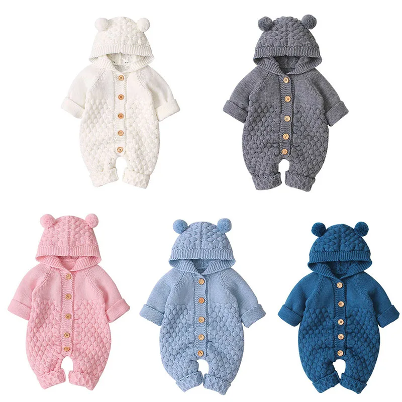 

2020 New Baby Rompers Set Newborn Baby Jumpsuit Overall Long Sleevele Baby Boys Clothes Autumn Knitted Girls Baby Casual Clothes