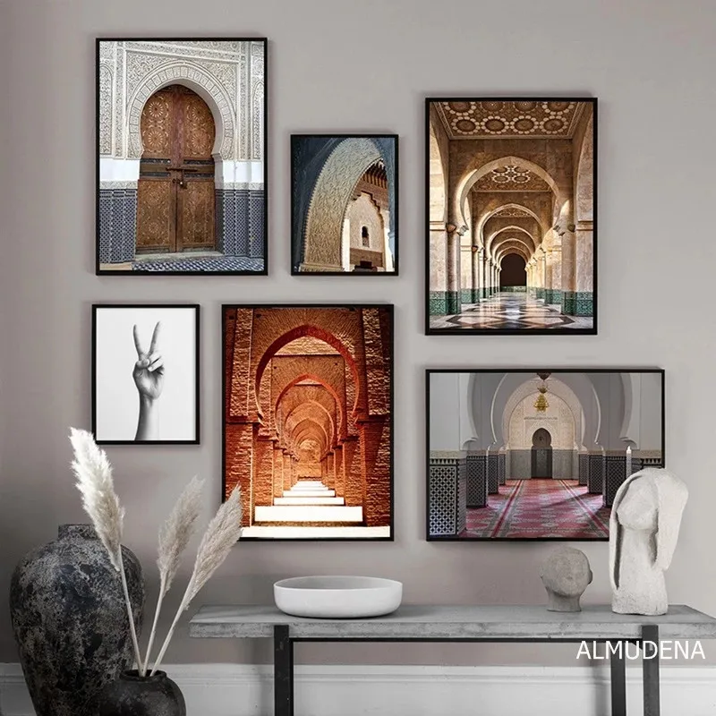 

Famous Buildings Pictures HD Print Vintage Morocco Door Art Posters Nordic Canvas Paintings Wall Decor for Living Room Artwork