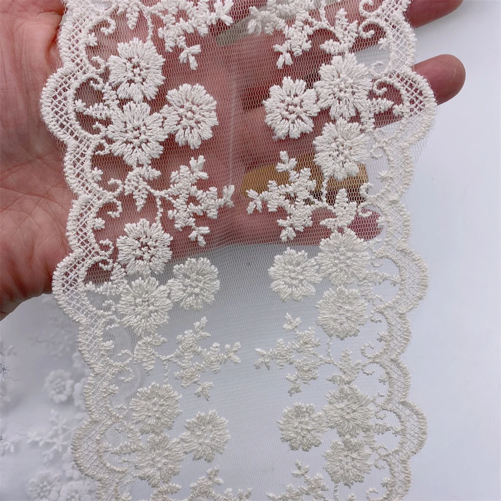 9 5 ярдов белые бежевые хлопковые кружевные ленты с вышивкой для одежды