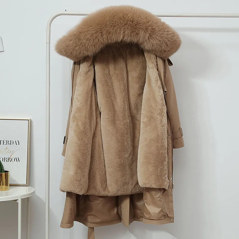 

Women Removable Fur Liner Jacket Winter Slim Long Parka 2020 Plus Size Women Thick Hooded Fur Collar Winter Long Coats With Belt