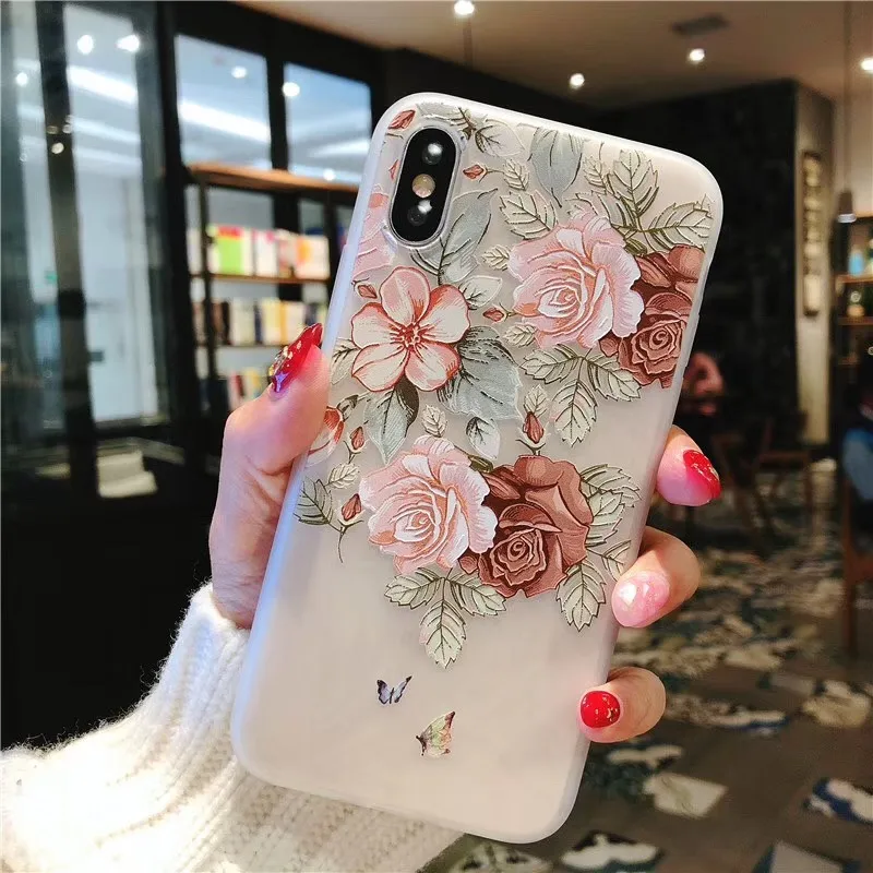 China style Luxury 3D Silicone Case For iPhone 6 7 6S 8 Plus 5S SE X XS MAX XR Shockproof Flower Phone EY438 |