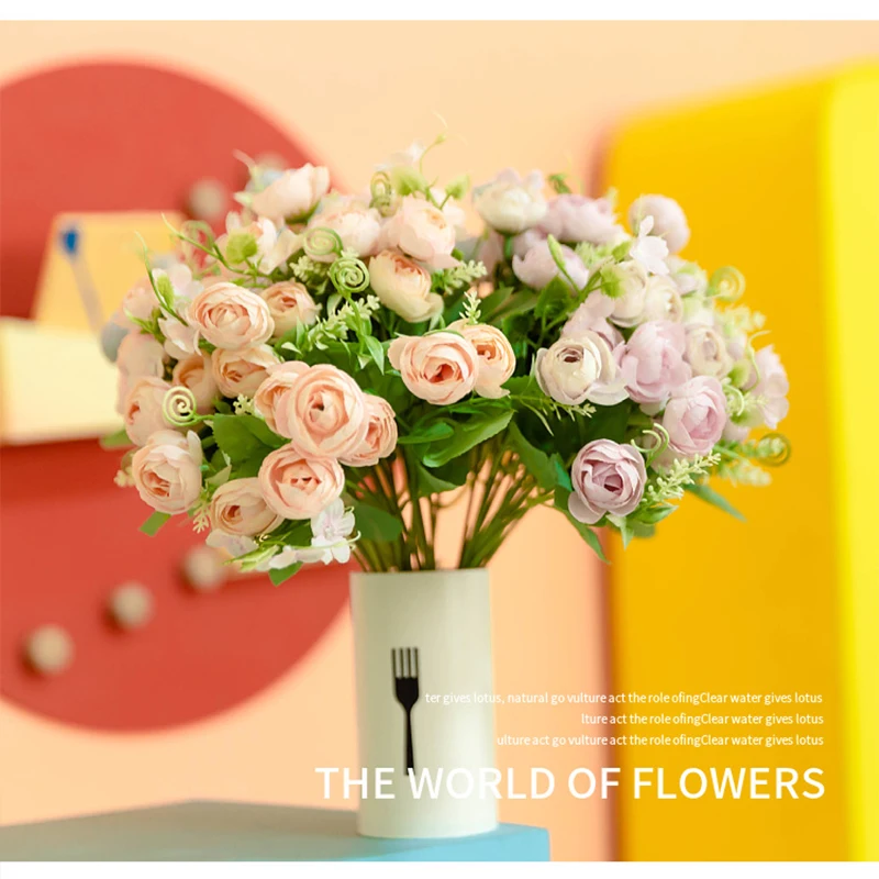 

Silk Tea Roses Bridal Bouquet For Christmas Wedding Valentines Day Gifts Party Decoration Fake Flower Artificial Plants Flowers