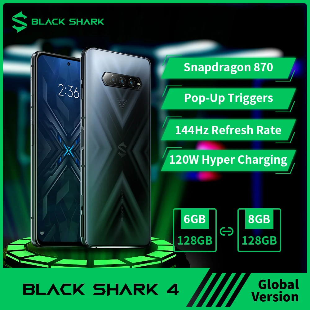 Black Shark-tel&eacute;fono m&oacute;vil 4 5G versi&oacute;n Global, m&oacute;vil para videojuegos, NFC, 870 Snapdragon, disparadores magn&eacute;ticos Pop-Up, 144Hz, 67W, disponible-0