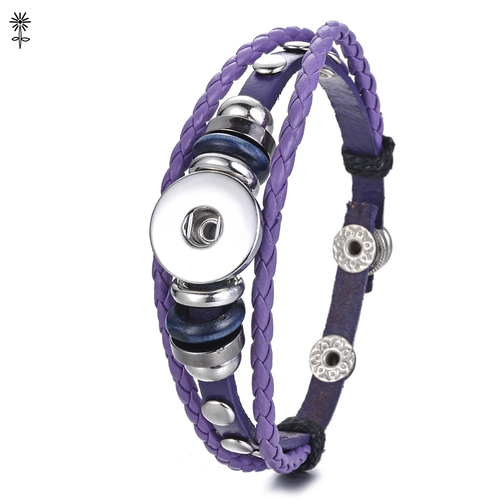 Кнопки талисманы Браслет 18 мм Сменные плетеный кожаный браслет сделай сам