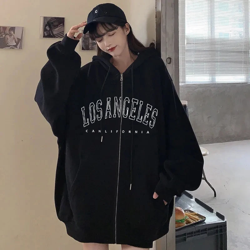 Осенняя Женская куртка на молнии в стиле Харадзюку повседневный Американский