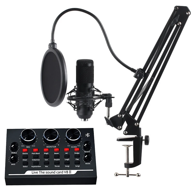 

BM800 Condenser Microphone Kit with Cantilever Support Karaoke Microphone for PC Mobile Professional Studio Recording Microphone
