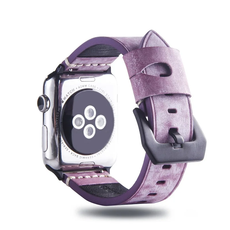 Ремешок из натуральной кожи для Apple watch band браслет 5 4 3 2 1 44 мм 40 iWatch 38 42 мм|Ремешки
