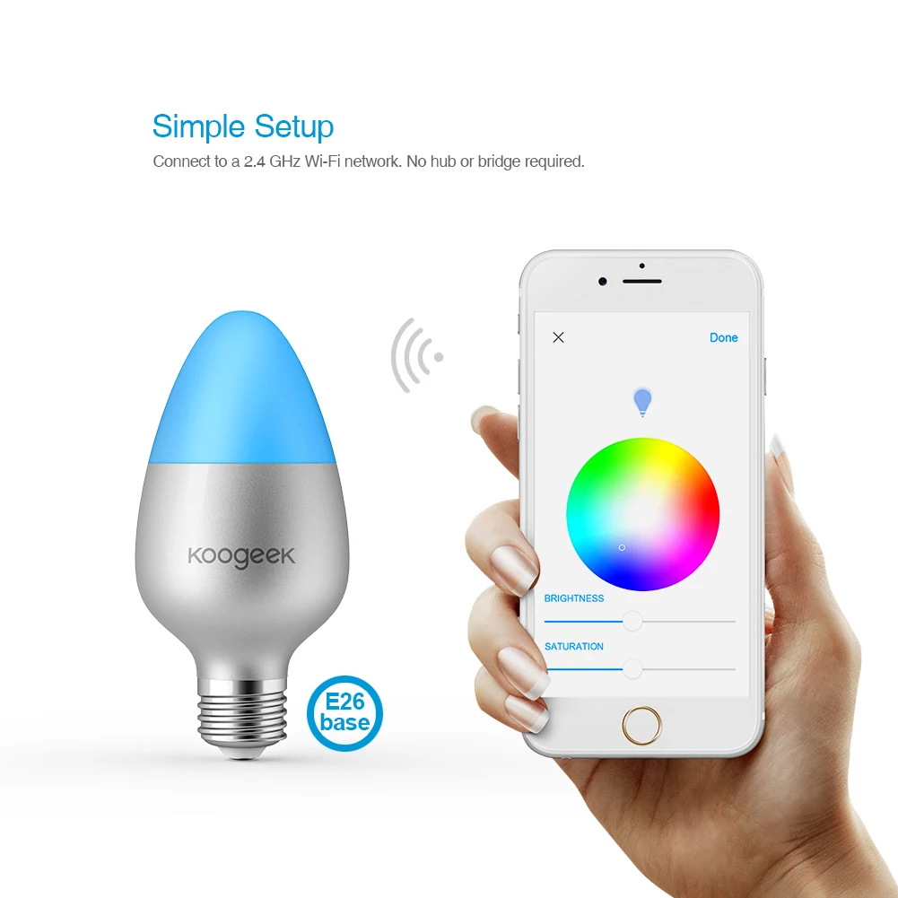 Koogeek E26 8 Вт Цвет с регулировкой яркости WiFi умный светодиодный светильник лампочка