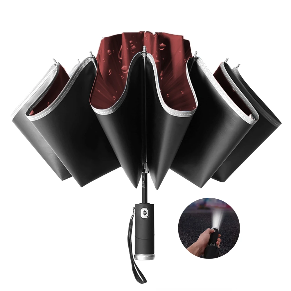 Автоматический зонт заднего вида с 12 ребрами со светоотражающей полосой