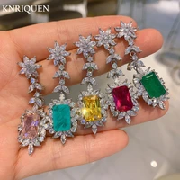 knriquen 812mm paraiba tourmaline ruby emerald quartz topaz gemstone earrings for women party wedding fine jewelry elegant gift