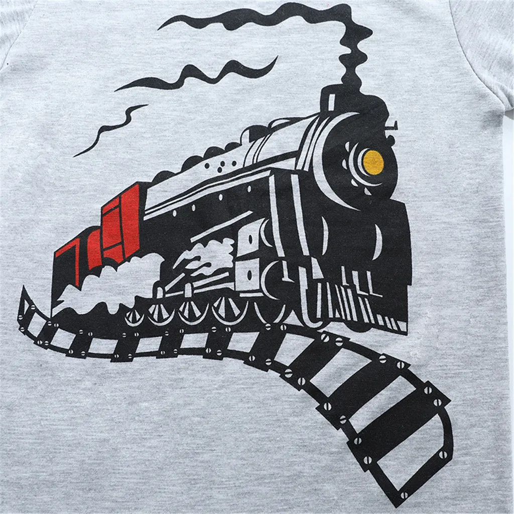 Kids Summer Clothes Toddler Baby Boy Cartoon Tops T-Shirt Train Shorts Outfits Set Sleepwears Vetement Enfant Garcon For 12M-5Y | Детская