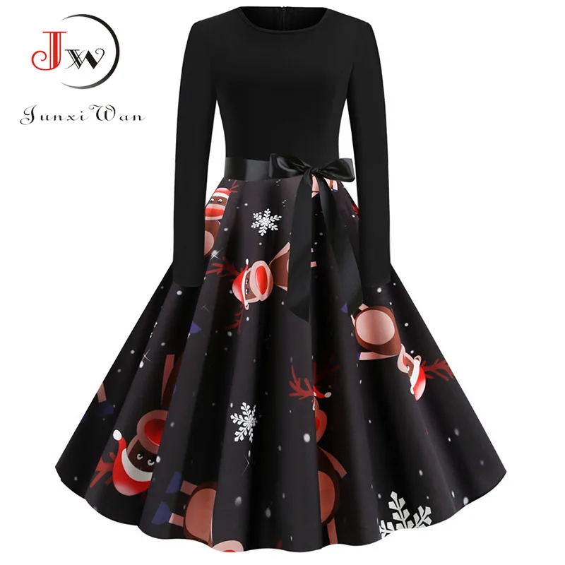 Женское винтажное платье средней длины с длинным рукавом|Женские платья| |