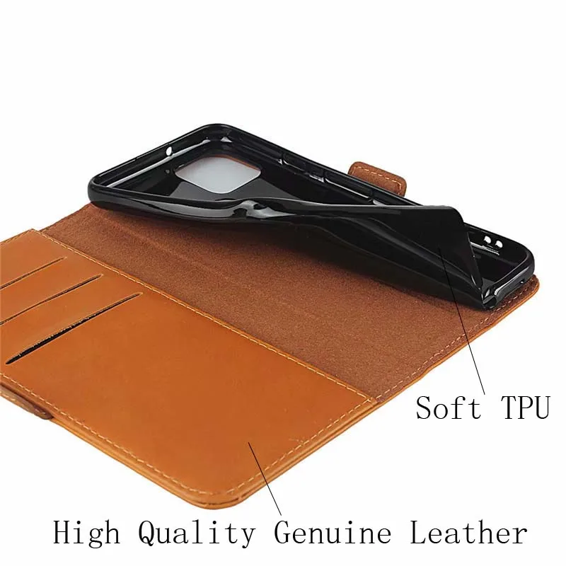

JDBLE Flip Genuine Leather Phone Case Wallet Card Slot Cover For Google Pixel 5 5G HA013