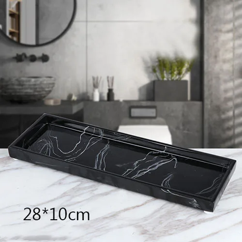 Black-S JINSERTA мраморный поднос для сервировки ювелирных изделий из смолы, косметический Органайзер, прямоугольный декоративный поднос для дома, отеля, ванной комнаты - Цвет: Black-S