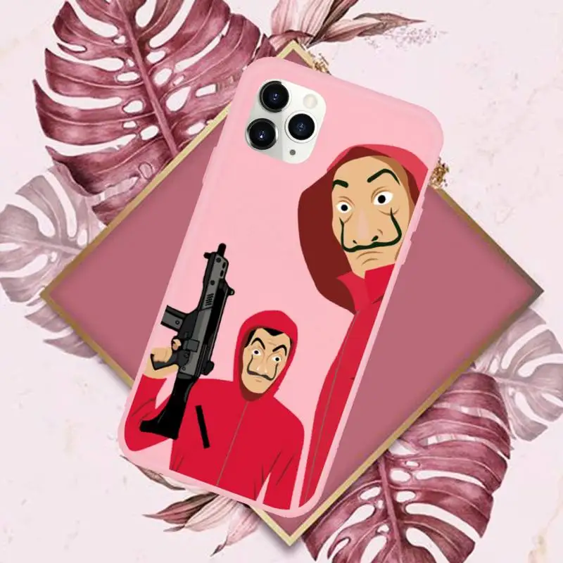 

TV Money Heist House Paper Phone Case Pink Candy Color for iPhone 11 12 mini pro XS MAX 8 7 6 6S Plus X SE 2020 XR