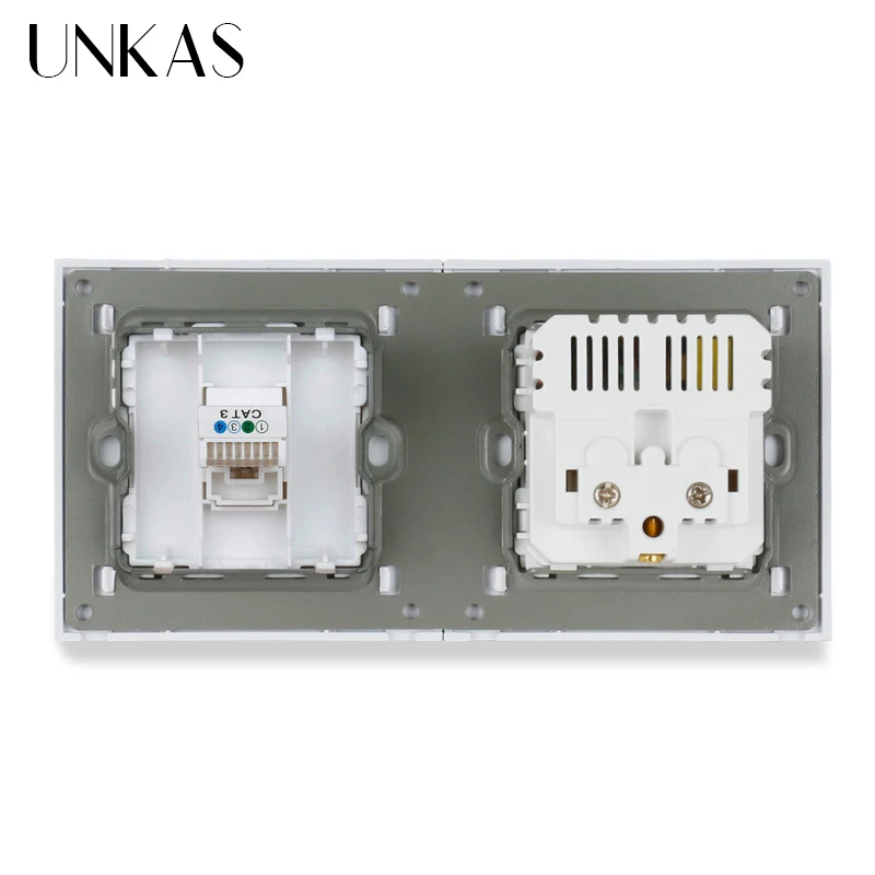 Французская стандартная электрическая розетка UNKAS с 2 USB портами для зарядки + 1