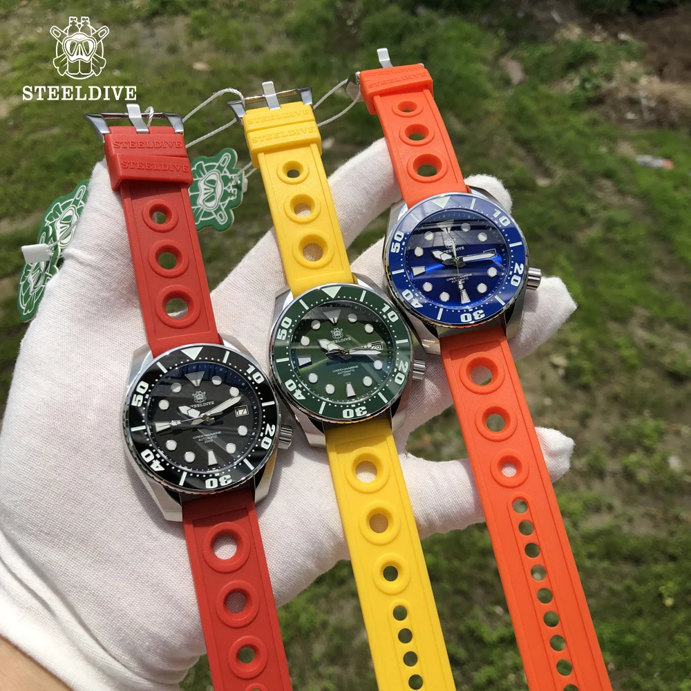Новинка механические часы STEELDIVE NH35 автоматические для дайвинга C3 светящиеся