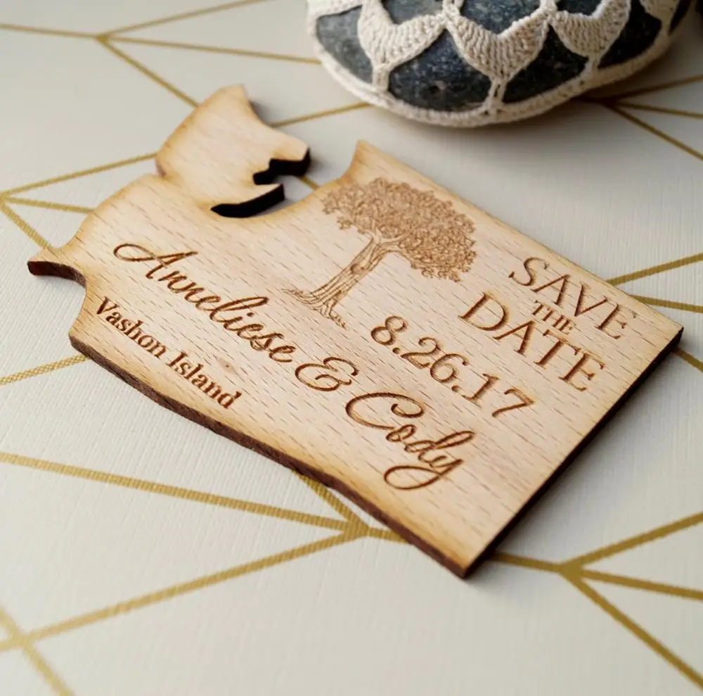 Деревянные магниты для сохранения даты в форме карты сохраните деревенская