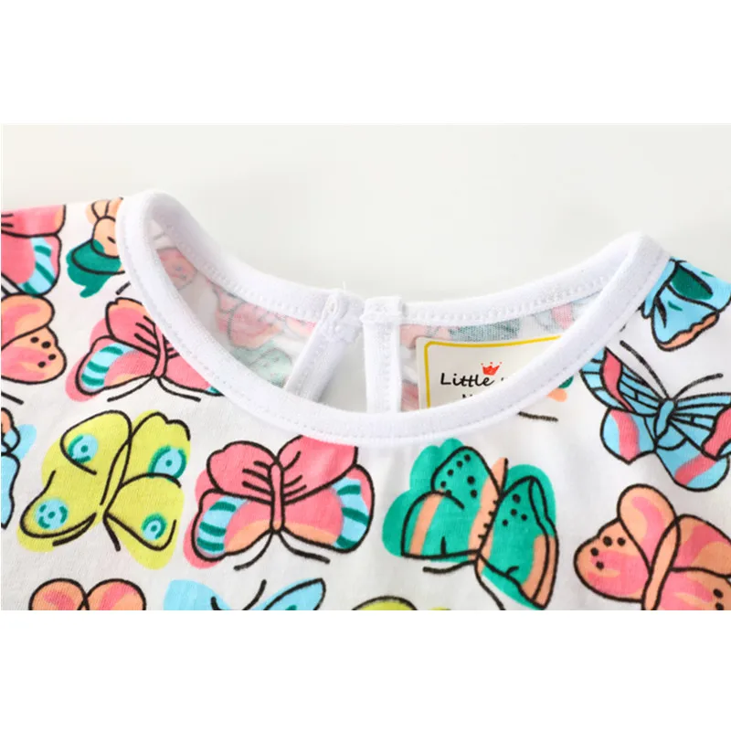 Модная летняя футболка для маленьких девочек с короткими рукавами и принтом