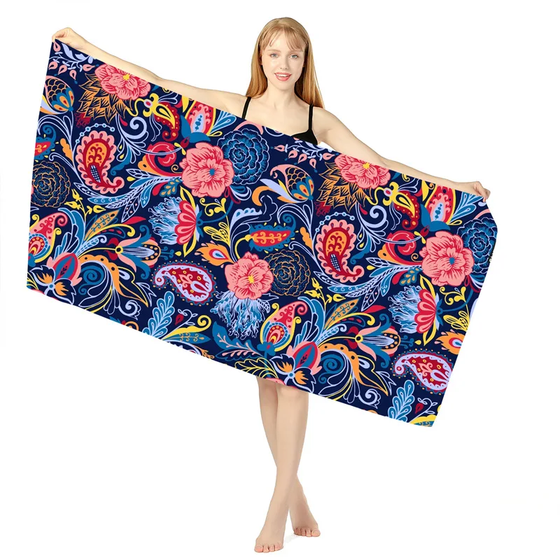 

Sand Free Quicky-dry Microfiber Bath Towels 75*150cm Retro Printed Beach Towel Large Sport Towels Camping Accessories