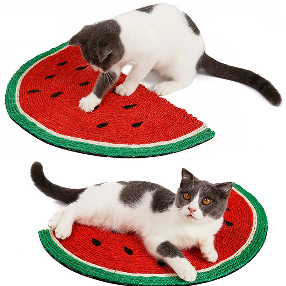 Шлифовальный коготь натуральный коврик из сизаля для кошки наполовину арбузный