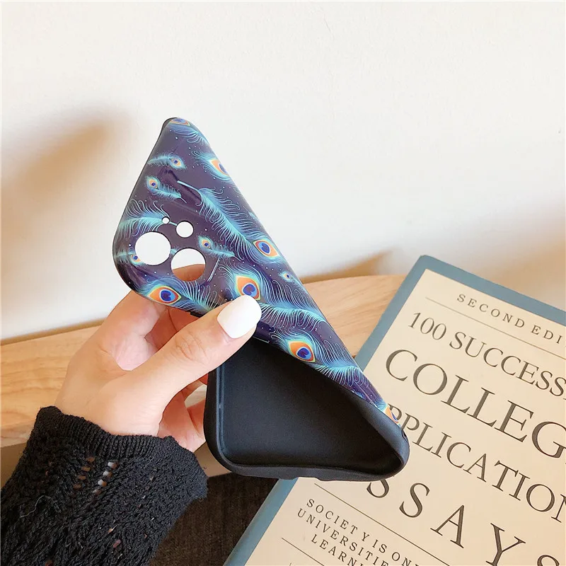 Роскошный чехол для телефона с павлиньими перьями iphone 11 Pro Max 7 8 plus X XR XS SE 2020 задняя