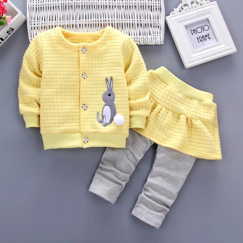 2020 комплект одежды для девочек милый детский костюм с кроликом на пуговицах топ