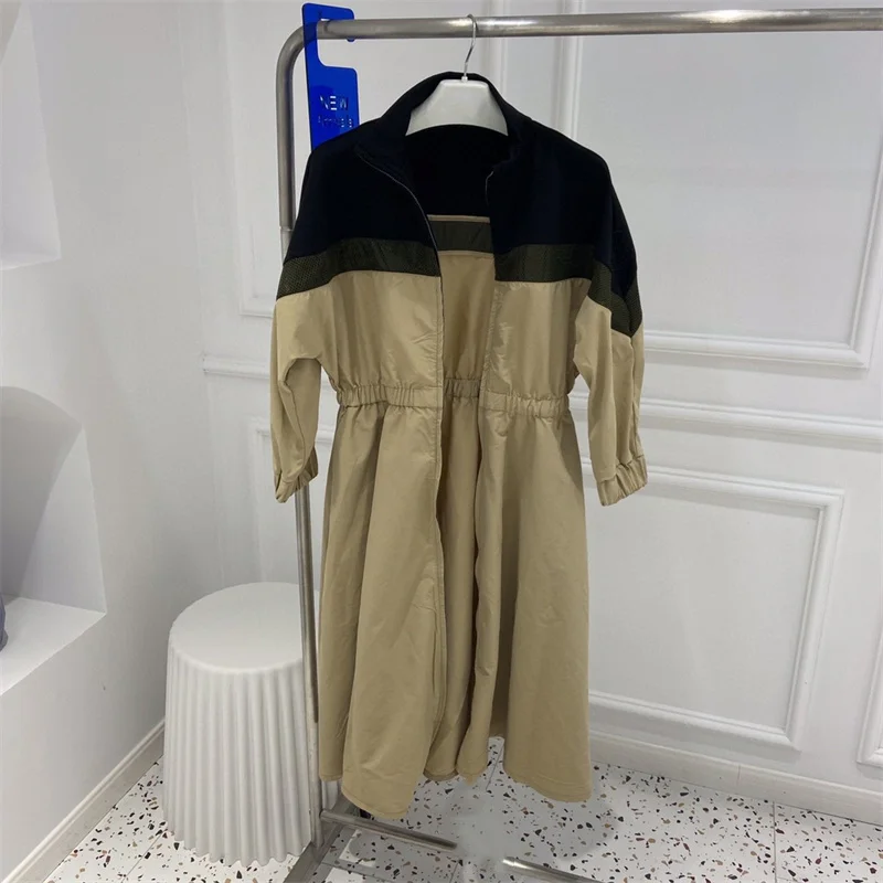 

Женское Повседневное платье на молнии, облегающее платье до середины икры с длинным рукавом и высокой талией