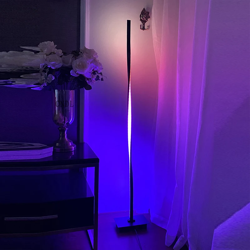 Современный RGB торшер 48 дюймов угловой черный серебряный стоячий светильник для