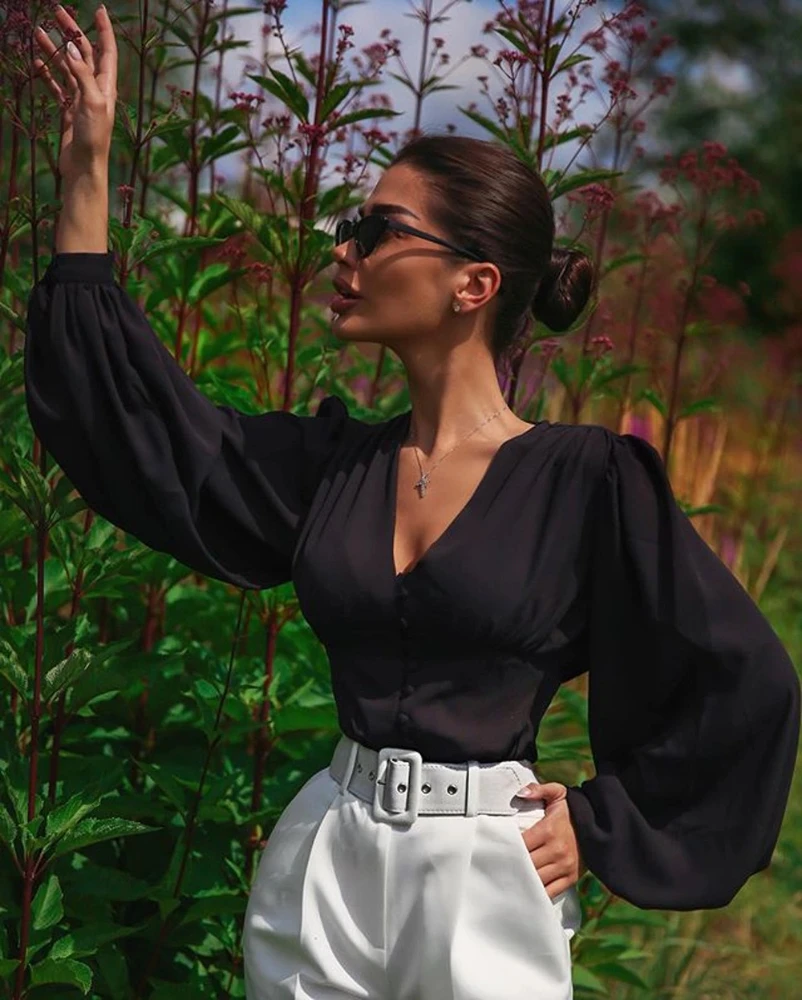 В весенний и осенний период сексуальное платье с v образным воротом модная