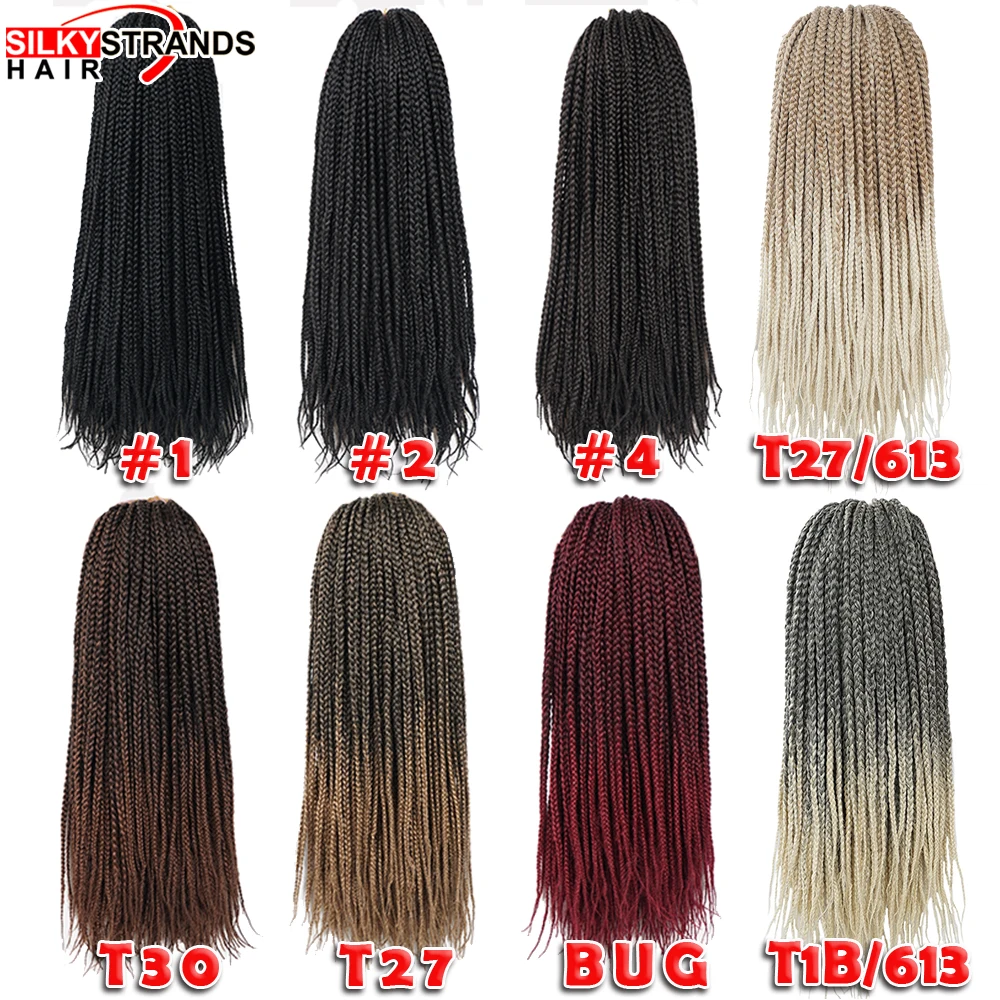 14 18 24 Inch Micro Crochet Box Braids Synthetic Braiding Hair Pre Stretched High Temperature Fiber Hair Extensions For Women