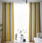 Шторы в скандинавском стиле для гостиной, столовой, спальни, желтые Полосатые Серые светонепроницаемые шторы синие прозрачные тюлевые занавески