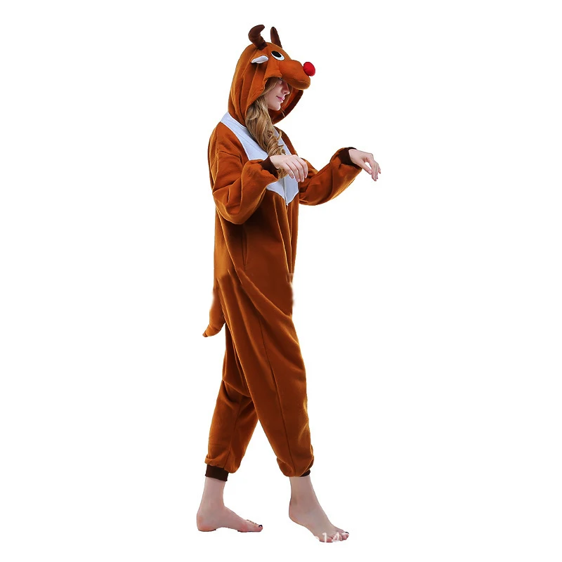HKSNG взрослые кигуруми Рождественский костюм оленя флисовые Мультяшные пижамы