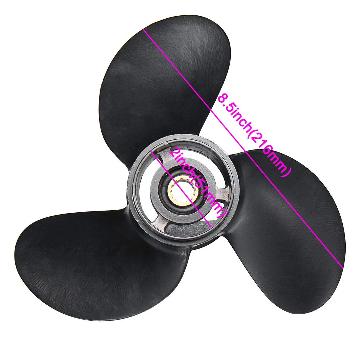 for Tohatsu Nissan-Mercury 8-9.8HP 3B2W64517-1 8.5X9 Outboard Propeller Boat Aluminum Alloy 3 Blades Black 12 Spline Tooths | Автомобили и