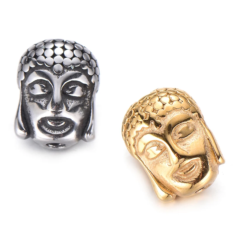 Бусины Pipitree 4 шт./лот из нержавеющей стали в форме головы Будды винтажные