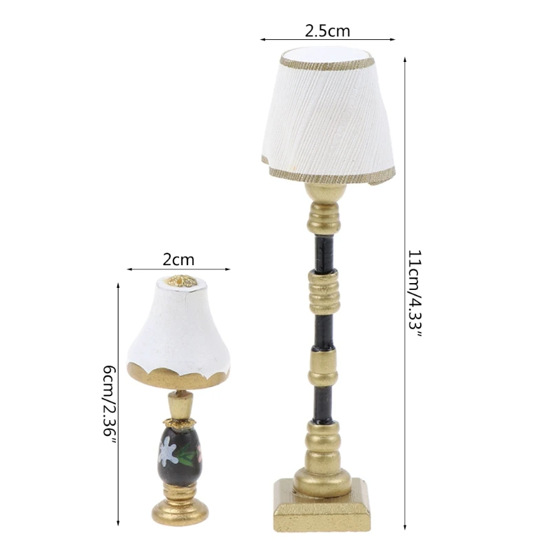 

1:12 Dollhouse Miniature Furniture Kids Pretend Play Toy Lampshade Table Lamp Light Model Decoration