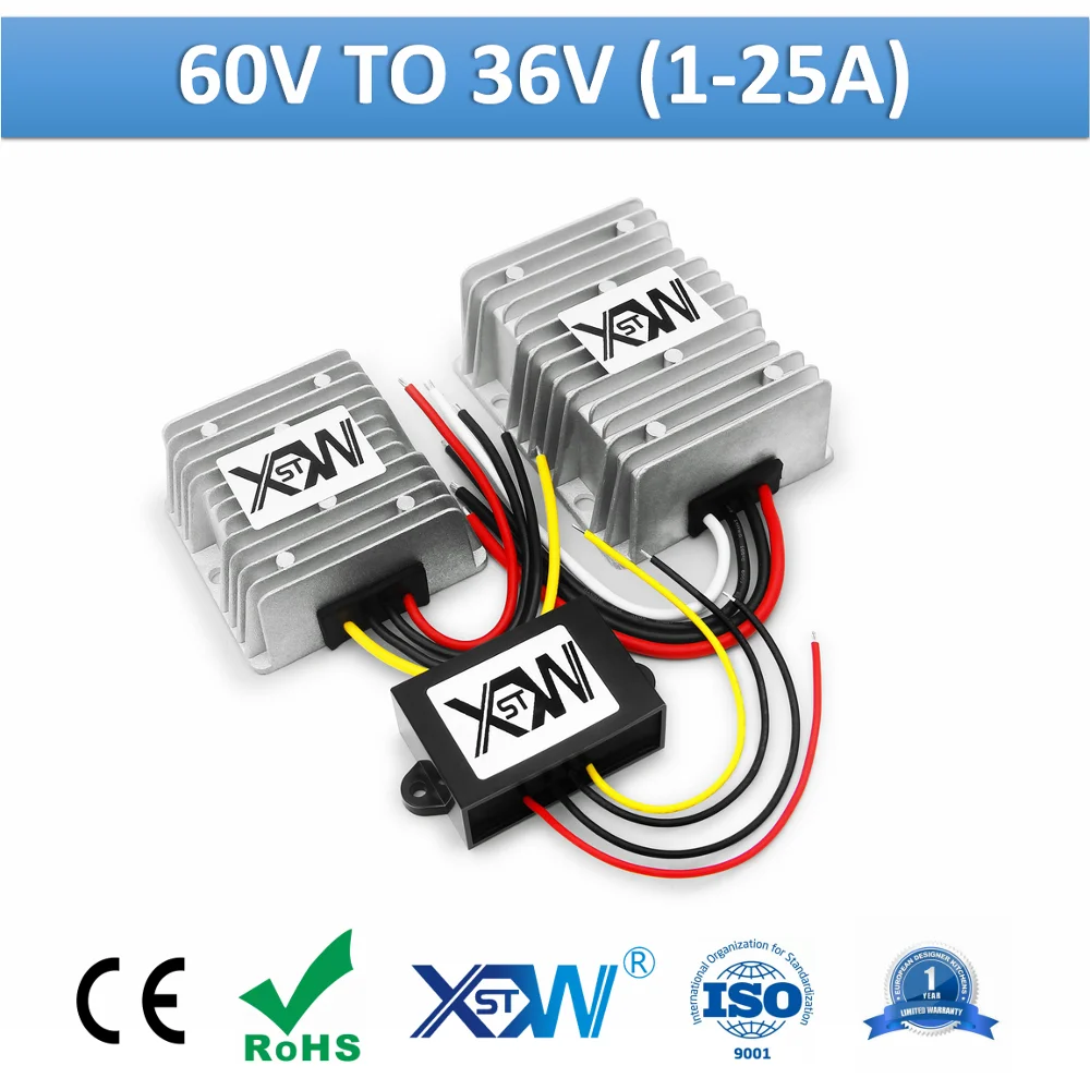 Понижающий преобразователь постоянного тока XWST, алюминиевый водонепроницаемый 36-вольтовый регулятор напряжения, источник питания постоянного тока от 1 А до 25 А, 48 В, 60 в, 72 В до 36 В