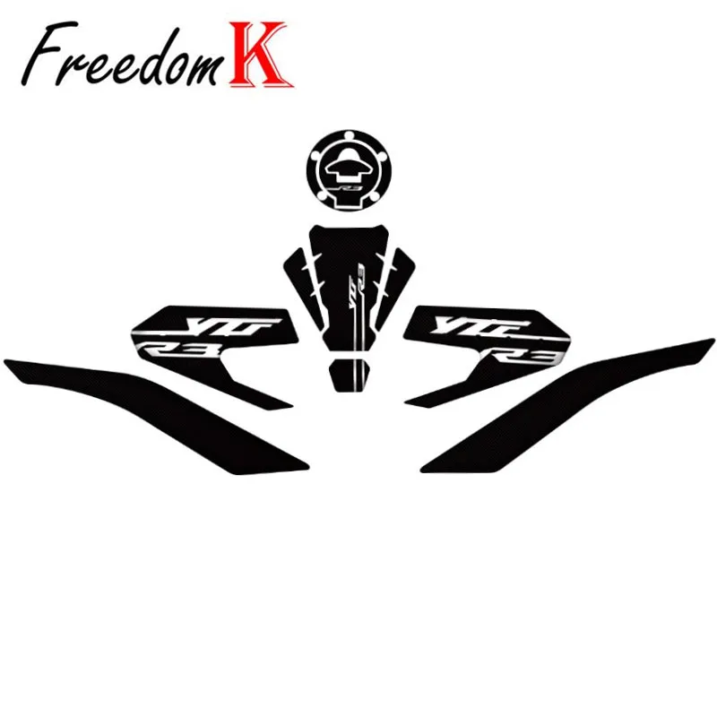 

For YAMAHA YZF-R3 YZF R3 YZFR3 2019 Motorcycle 3D Carbon Fiber Tank Buffer Pad Protection Decal Protective Sticker