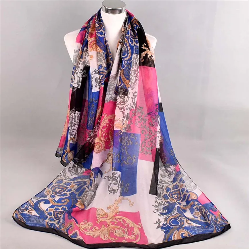 Модный женский шарф с цветочным принтом мягкие женские длинные многоцелевые
