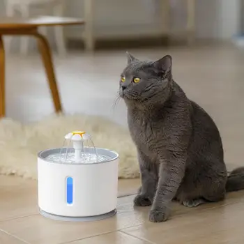 Automatic Pet Cat Water Fountain with LED Lighting 5 Pack Filters 2.4L USB Dogs Cats Mute Drinker Feeder Bowl Drinking Dispenser 2