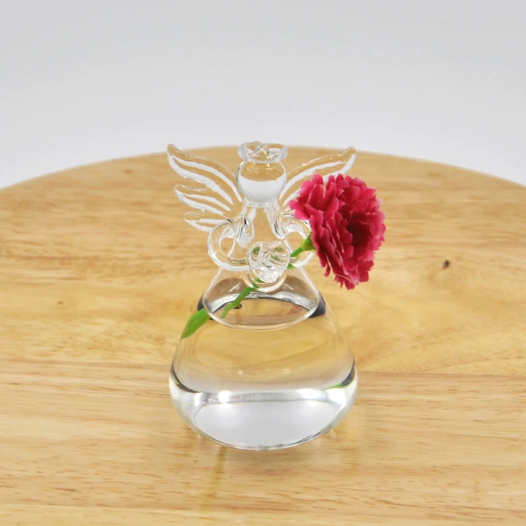 

Hot Fashion Angel Clear Glass Wall Hanging Vase Bottle for Plant Flower Terrarium Hydroponic Container DIY Home Wedding Decora