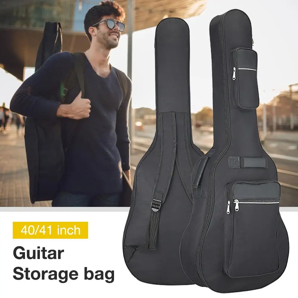 

40 / 41 Inch Guitar Bag Carry Case Backpack 600D Oxford+ Leather Acoustic Folk Guitar Gig Bag Cover with Double Shoulder Straps