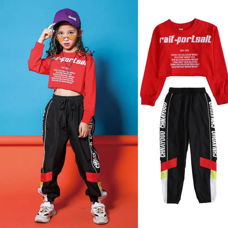 Детская одежда в стиле хип хоп толстовка куртка Топ джинсы для бега брюки девочек