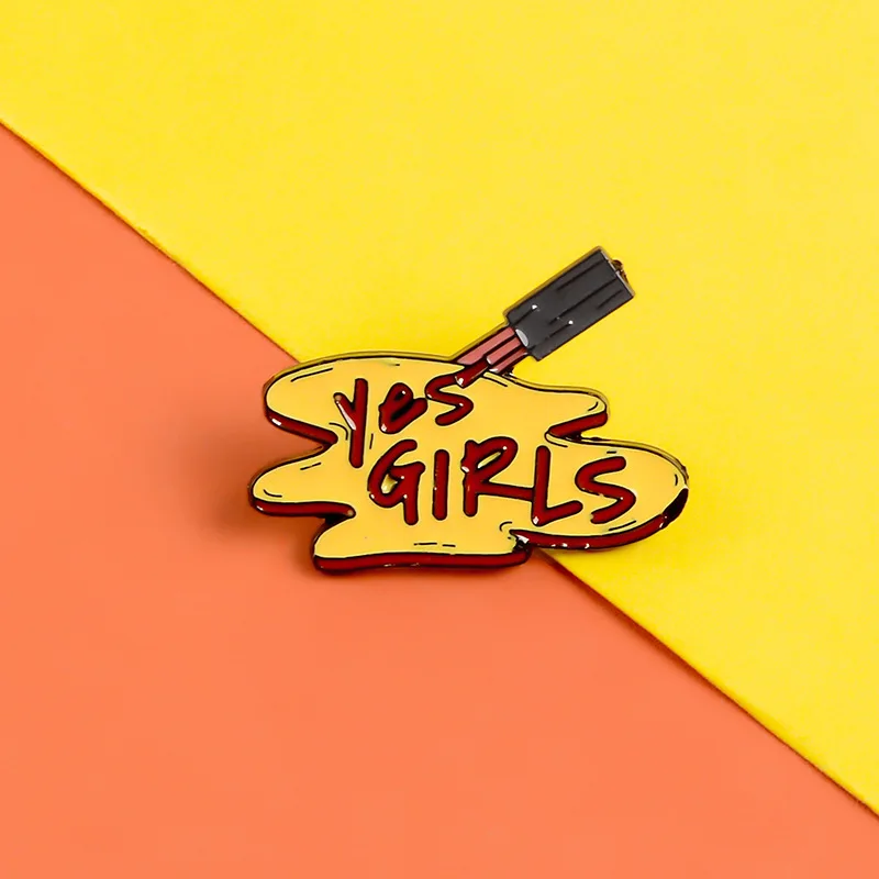 Cartoon Badges Letter YES GIRLS Brooches for Women Creative Cute Nail Polish Enamel Pins Feminist Jewelry Backpack Accessories | Украшения
