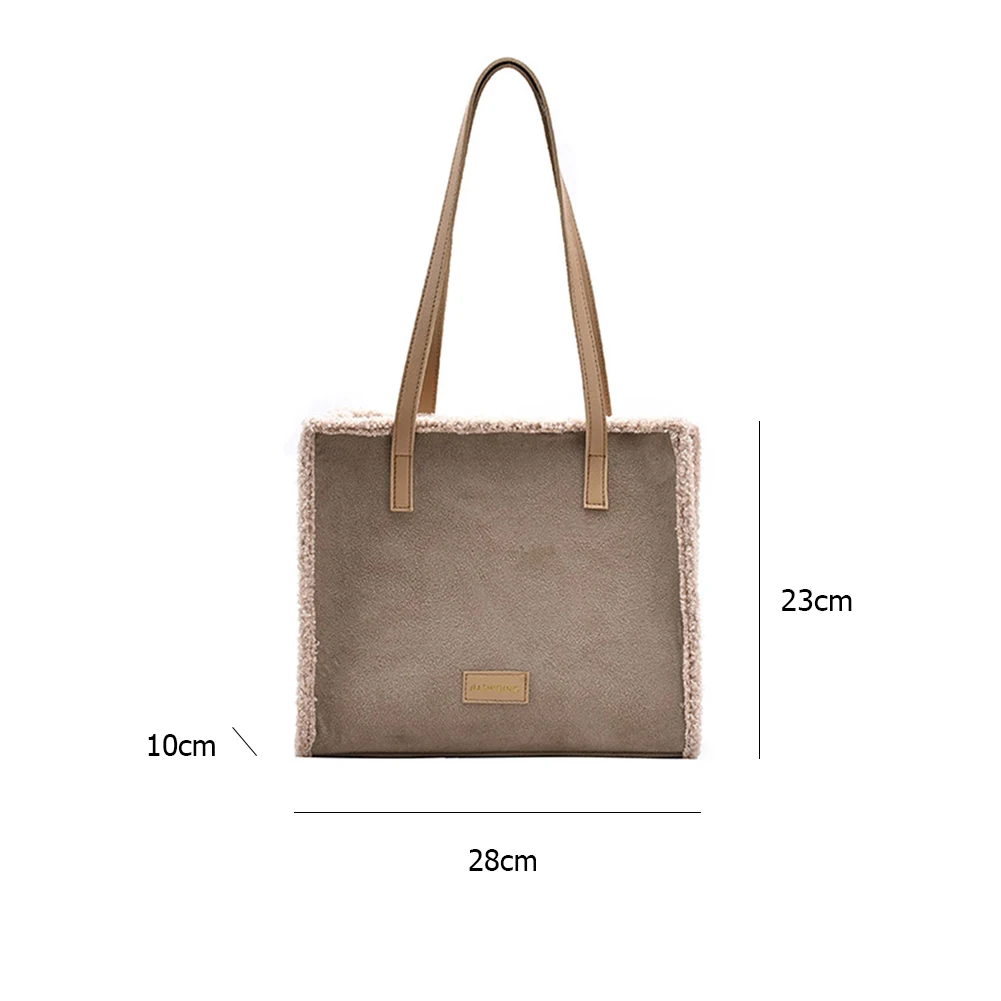 

Casual Suede Plush Commuter Shoulder Bag Women Underarm Tote Street Portable Underarm Handbag Pouches