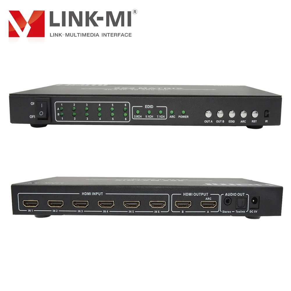 LINK-MI 6x2 HDMI матрица 4K @ 30 Гц с двойной дугой PIP 3D Поддержка мобильных входов 1x2