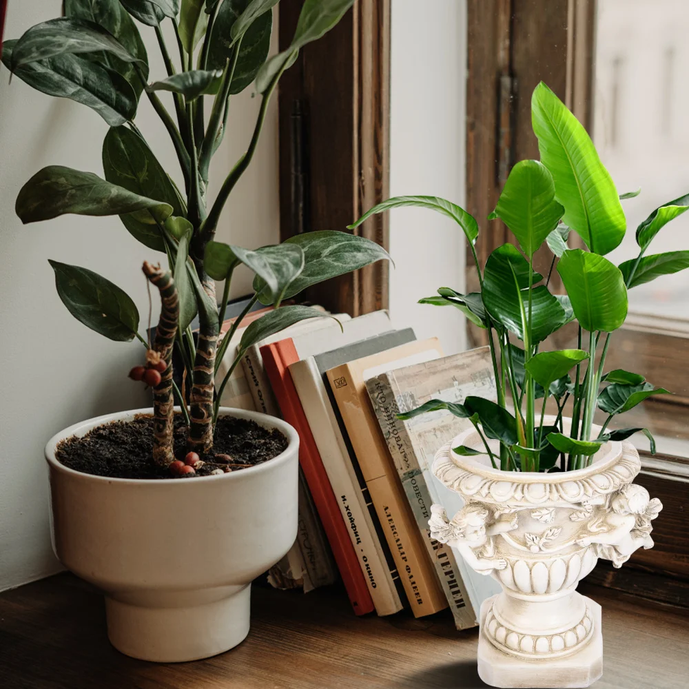 

1PC Garden Angel Flowerpot Decor Resin Crafts Flowerpot Statue Adornment (Beige)