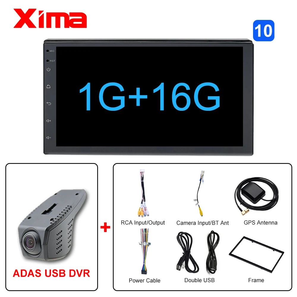 728-16-DVR XIMA Android9.0 2Din Car Radio Multimedia Player " Universal RAM2G GPS Navigation Audio Player For Nissan Toyota Hyundai Polo - Цвет: 728-16-DVR